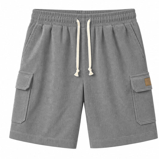 Big & Tall Corduroy Cargo Shorts with Elastic Waist