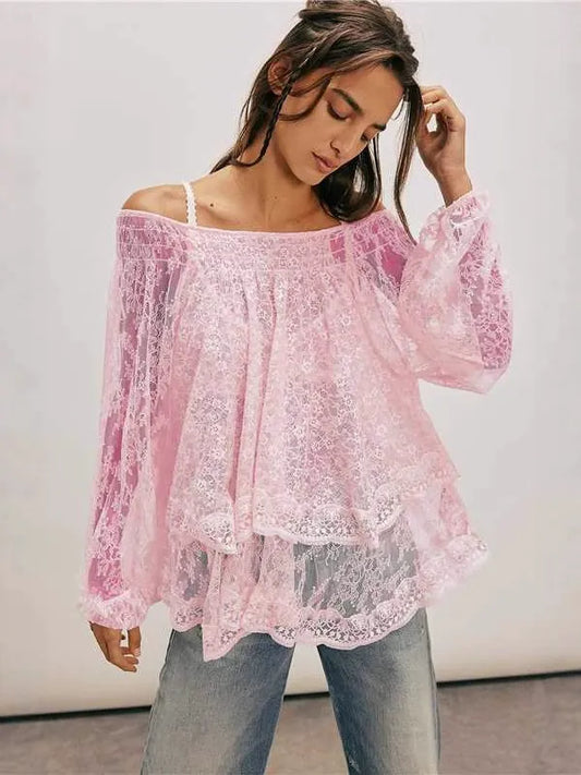 Ethereal Lace Off-Shoulder Top