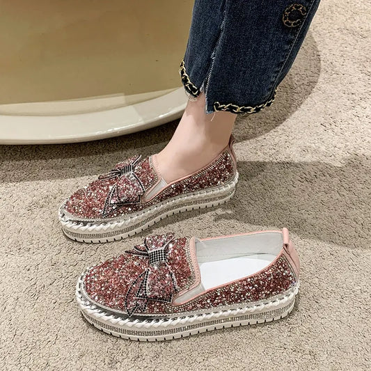Women's Rhinestone Slip-On Sparkly Loafers
