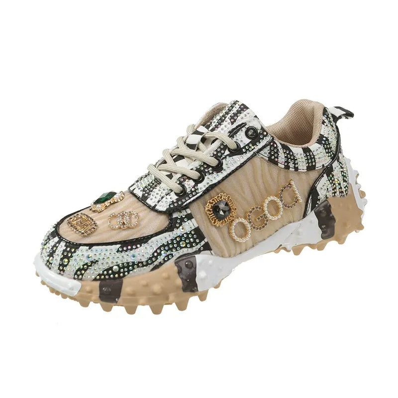 Women's Fashion Rhinestone Letter Sparkling Sneakers