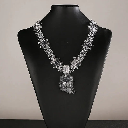 Trendy Acrylic Pendant Cross & Jesus Necklace