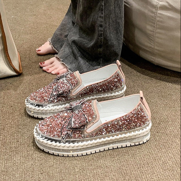 Women's Rhinestone Slip-On Sparkly Loafers