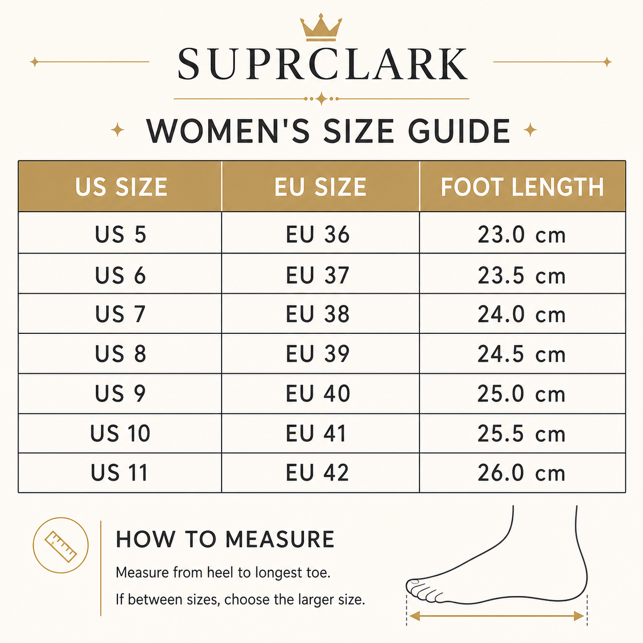 Suprclark women's glitter sneakers US EU size guide