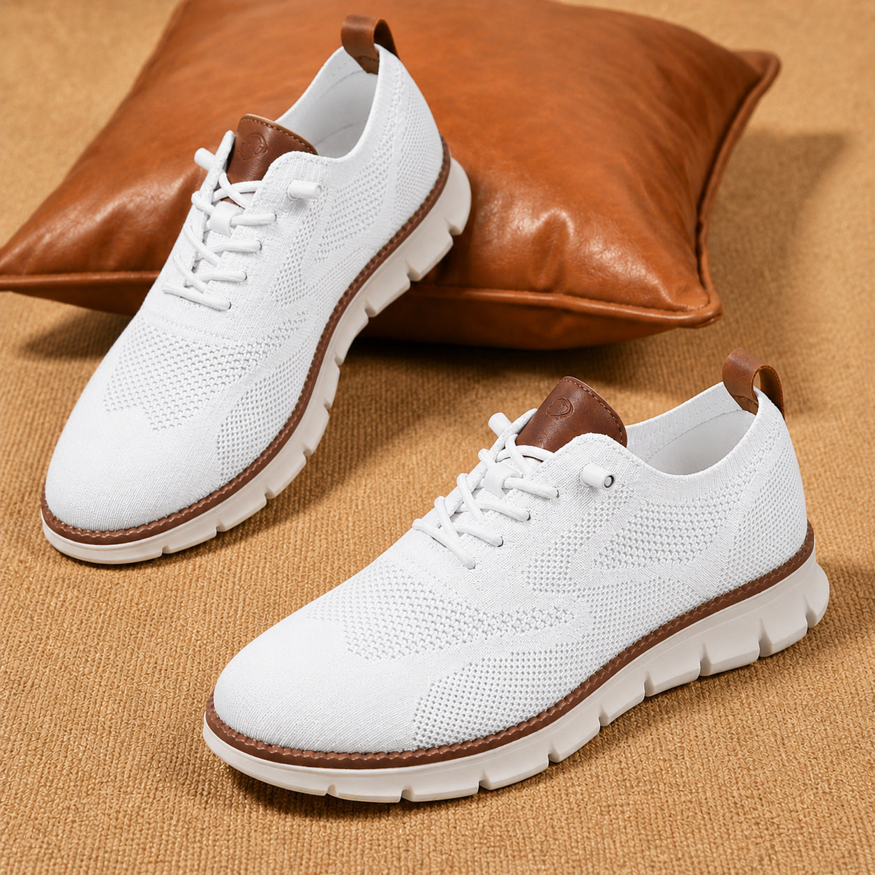Suprclark women's white breathable knit walking shoes product view 025