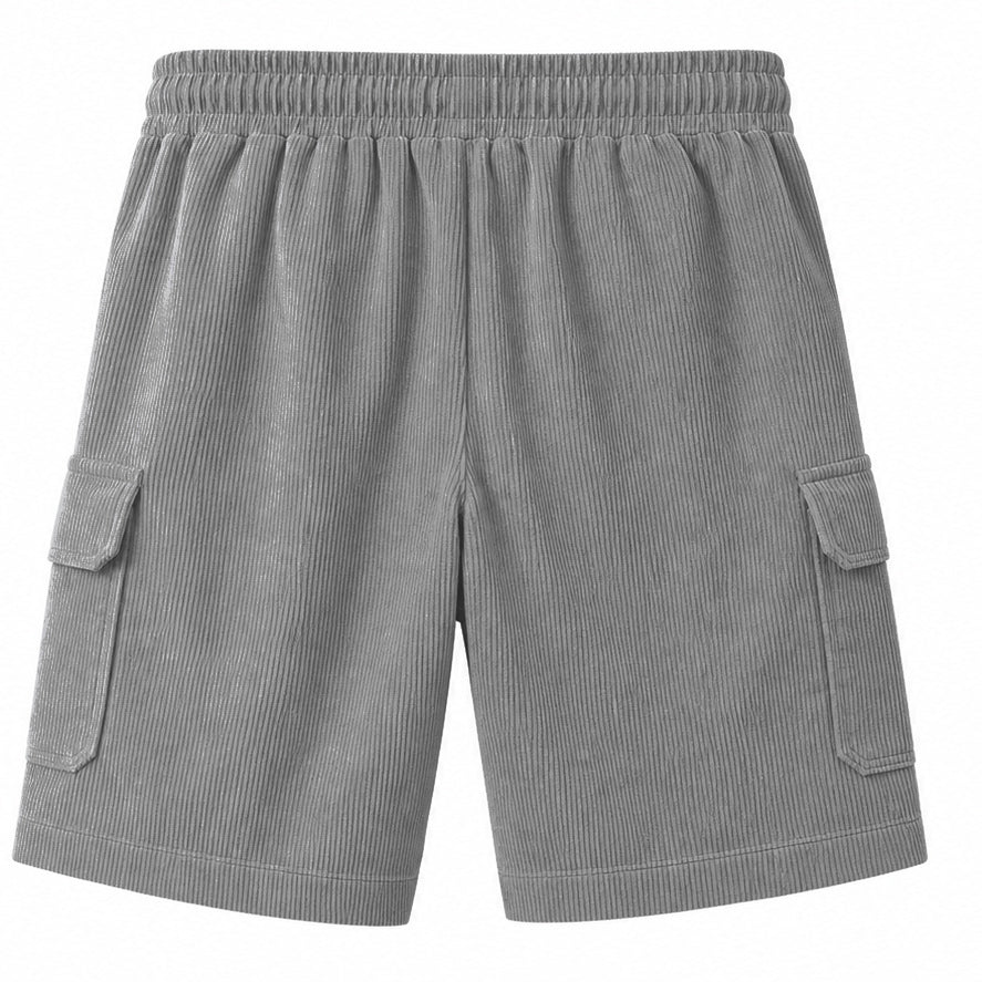 Big & Tall Corduroy Cargo Shorts with Elastic Waist