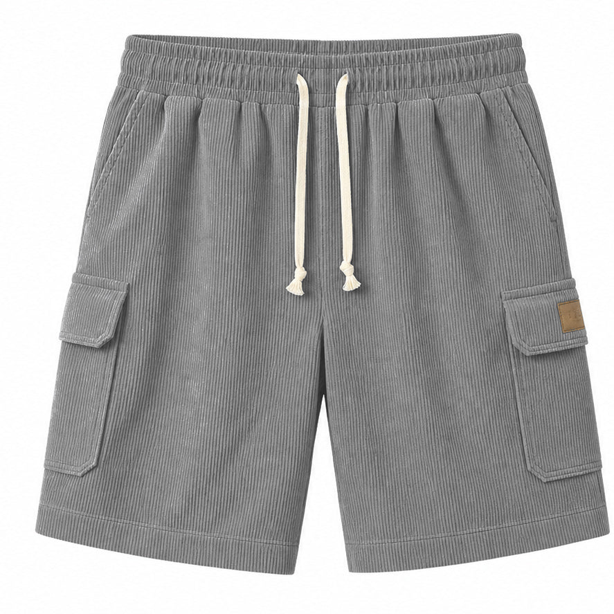 Big & Tall Corduroy Cargo Shorts with Elastic Waist