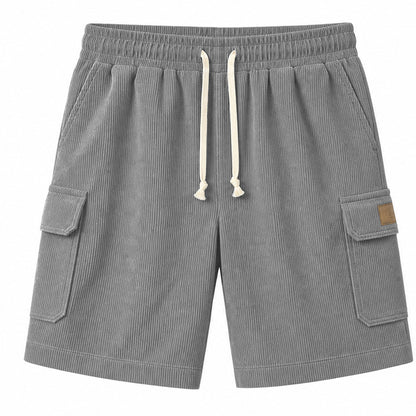 Big & Tall Corduroy Cargo Shorts with Elastic Waist