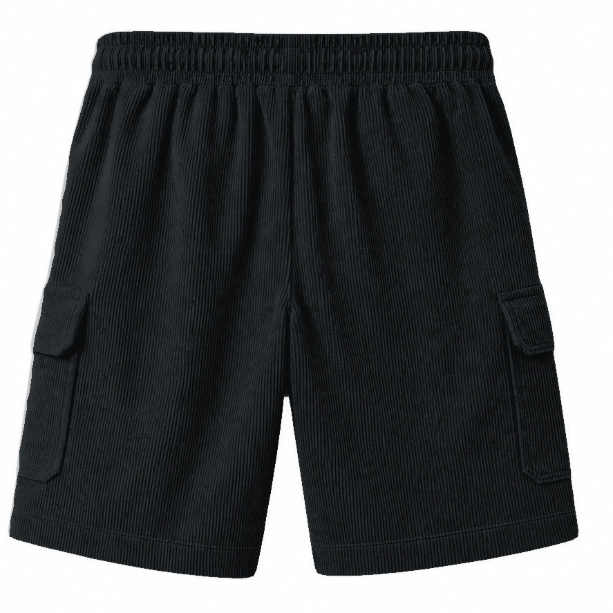 Big & Tall Corduroy Cargo Shorts with Elastic Waist