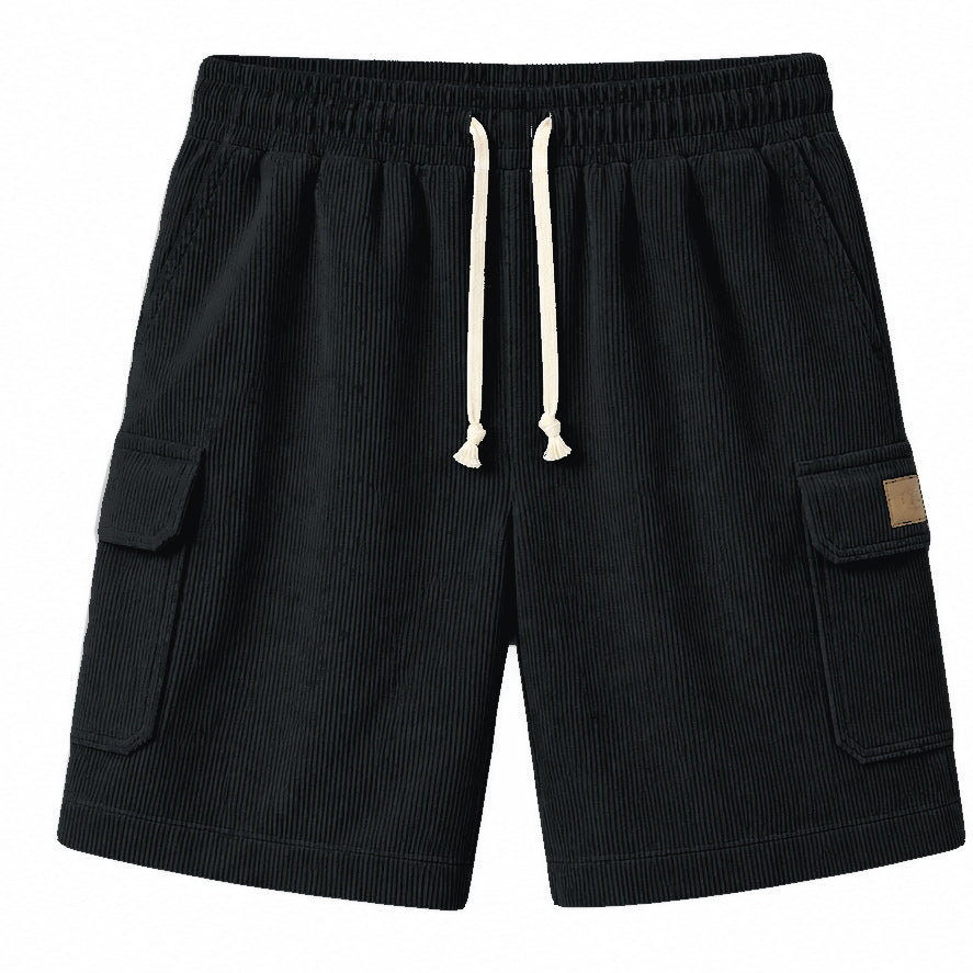 Big & Tall Corduroy Cargo Shorts with Elastic Waist