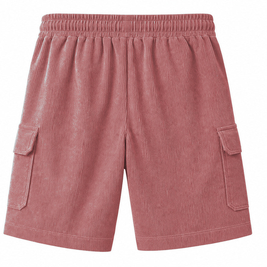 Big & Tall Corduroy Cargo Shorts with Elastic Waist