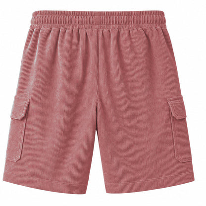 Big & Tall Corduroy Cargo Shorts with Elastic Waist