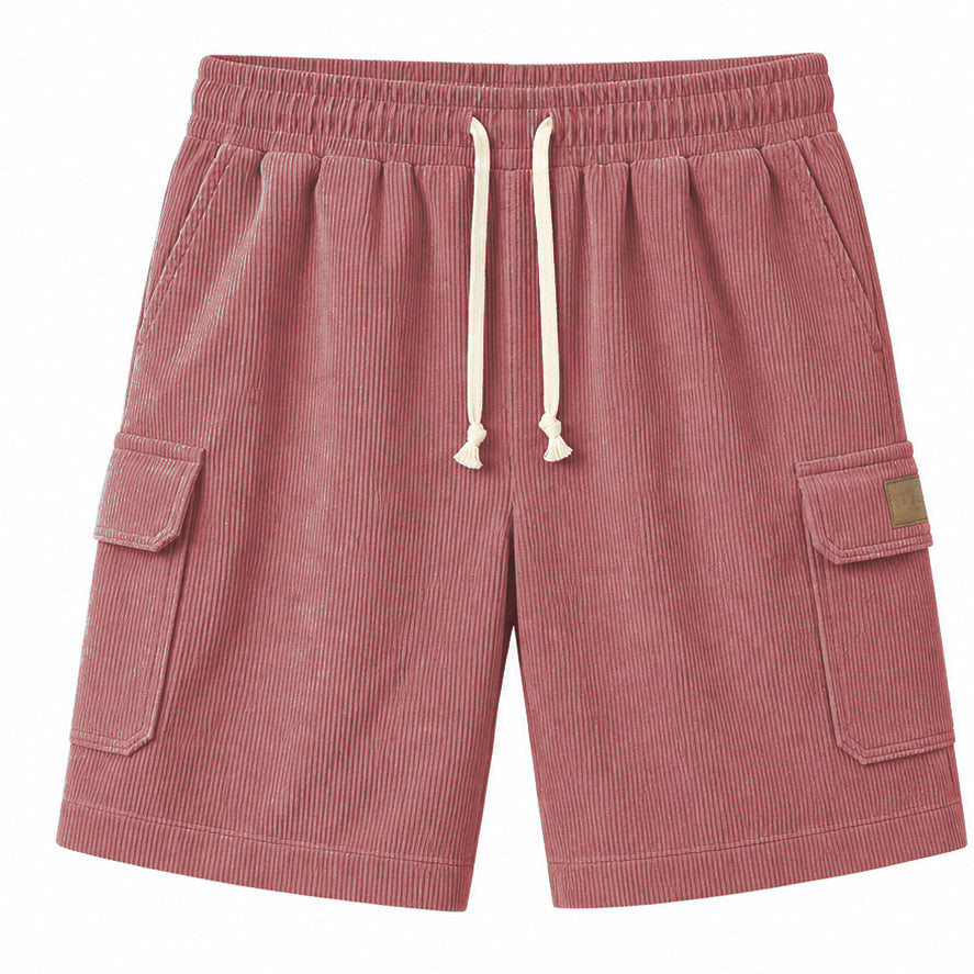 Big & Tall Corduroy Cargo Shorts with Elastic Waist