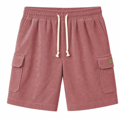 Big & Tall Corduroy Cargo Shorts with Elastic Waist