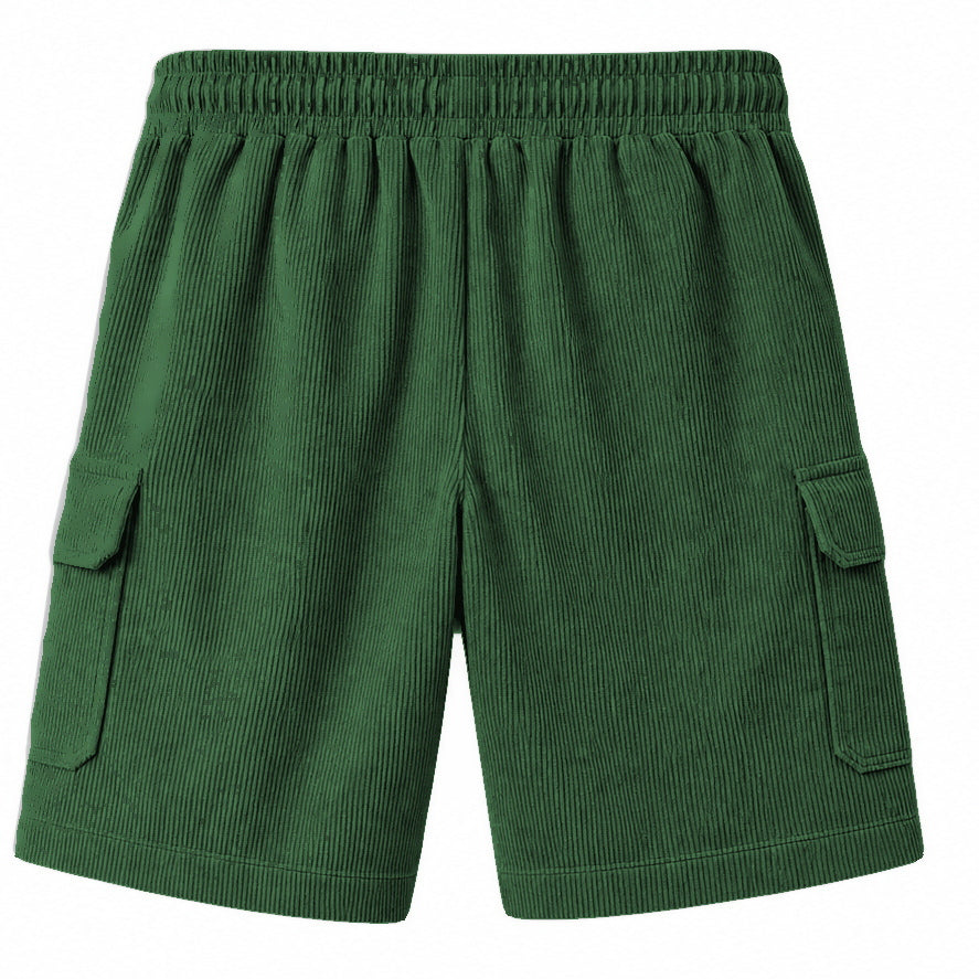 Big & Tall Corduroy Cargo Shorts with Elastic Waist
