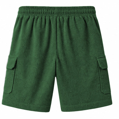 Big & Tall Corduroy Cargo Shorts with Elastic Waist