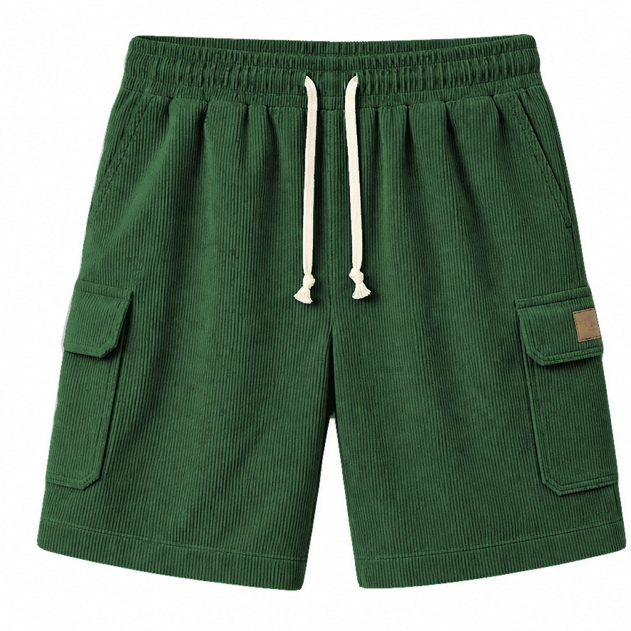 Big & Tall Corduroy Cargo Shorts with Elastic Waist