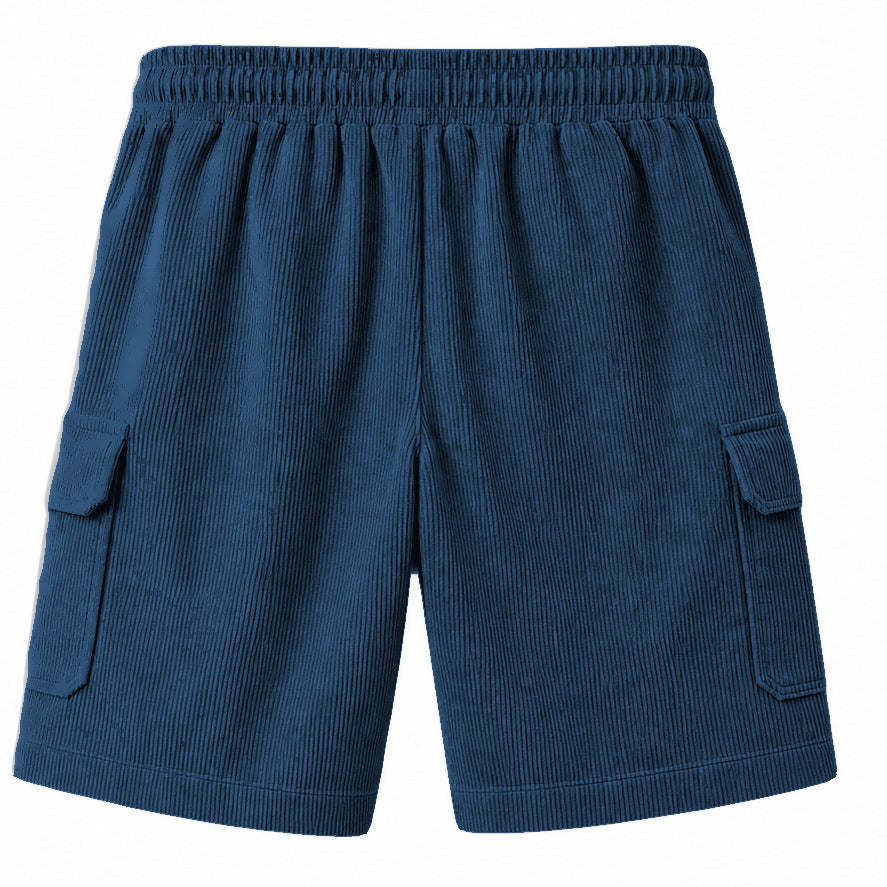 Big & Tall Corduroy Cargo Shorts with Elastic Waist
