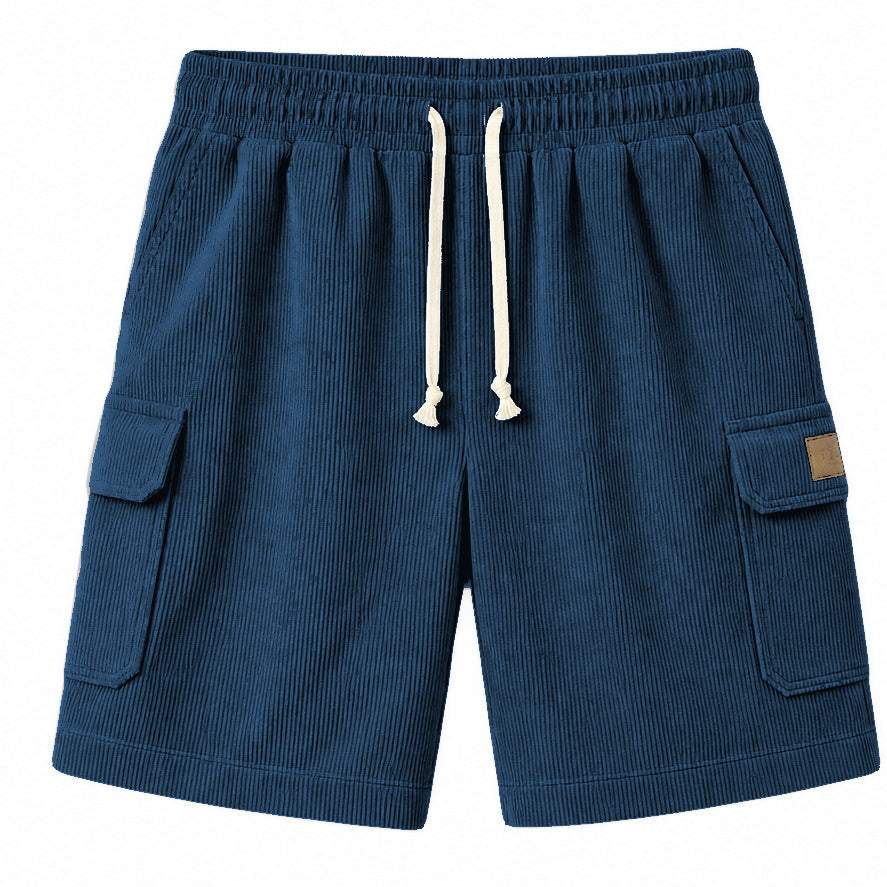 Big & Tall Corduroy Cargo Shorts with Elastic Waist