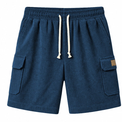 Big & Tall Corduroy Cargo Shorts with Elastic Waist