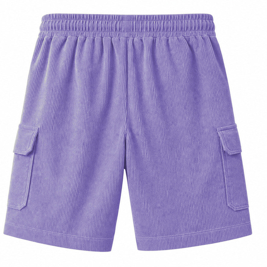 Big & Tall Corduroy Cargo Shorts with Elastic Waist