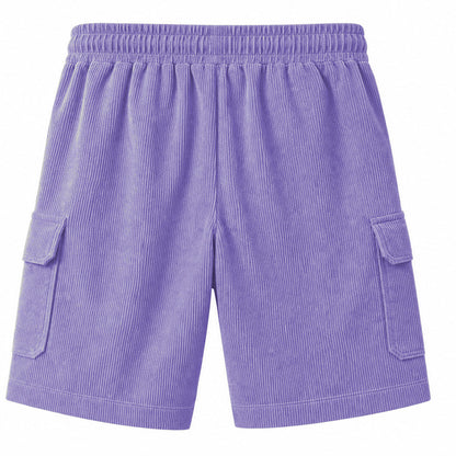 Big & Tall Corduroy Cargo Shorts with Elastic Waist