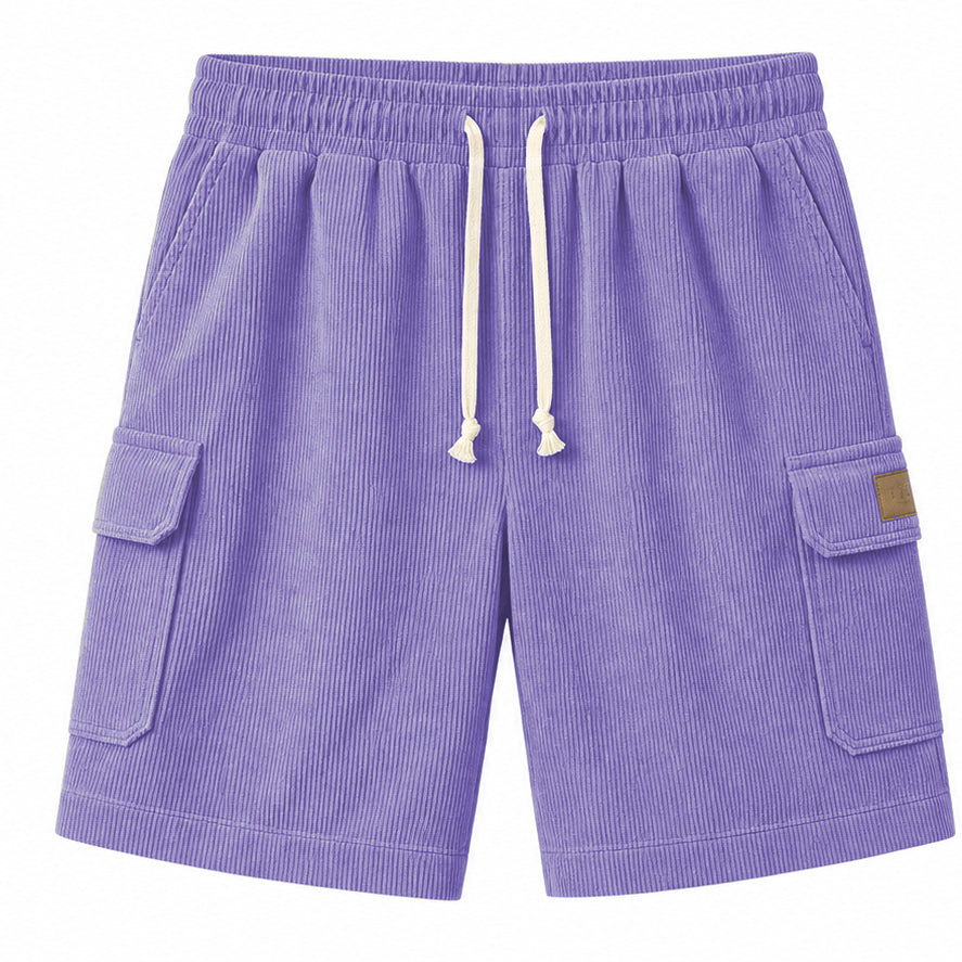 Big & Tall Corduroy Cargo Shorts with Elastic Waist