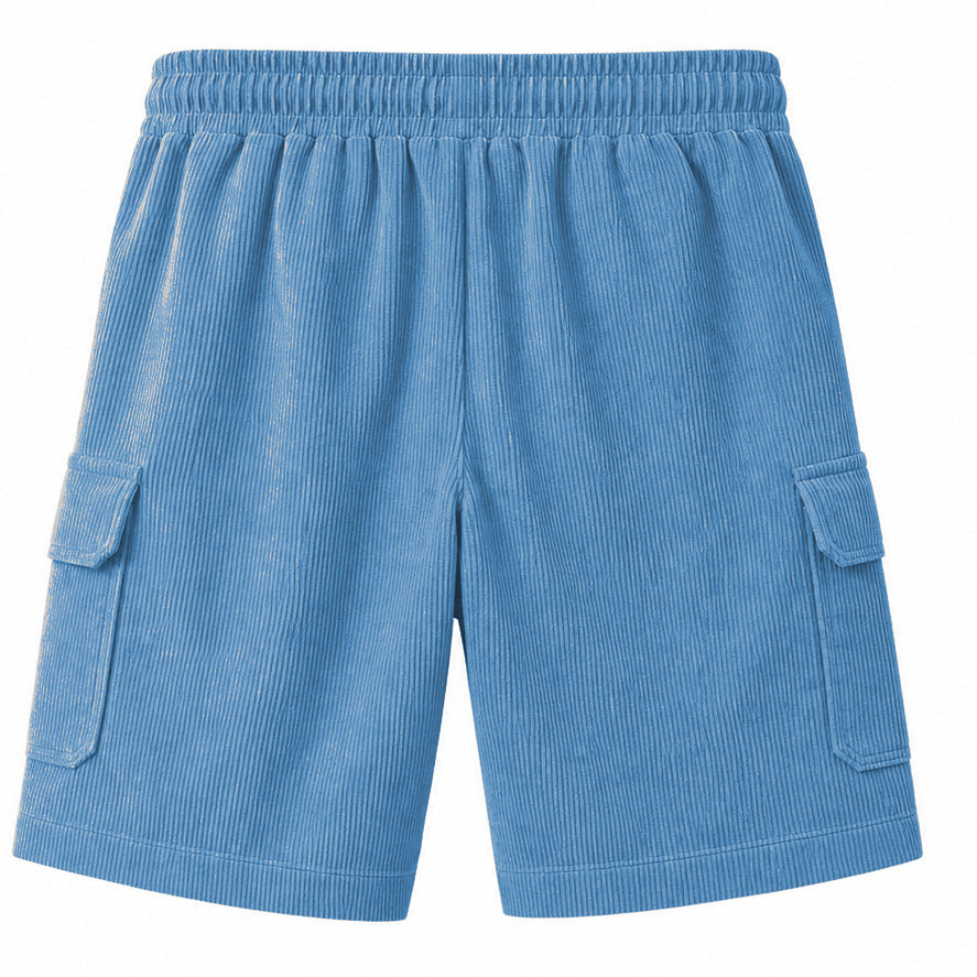Big & Tall Corduroy Cargo Shorts with Elastic Waist