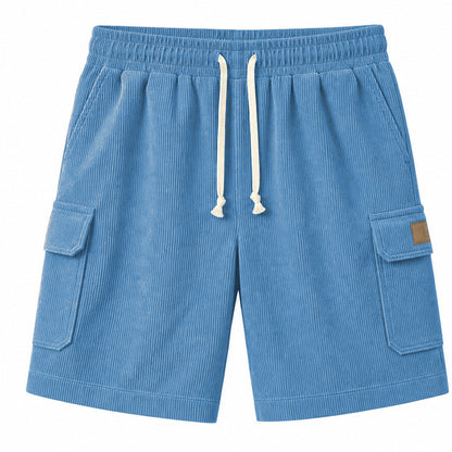 Big & Tall Corduroy Cargo Shorts with Elastic Waist