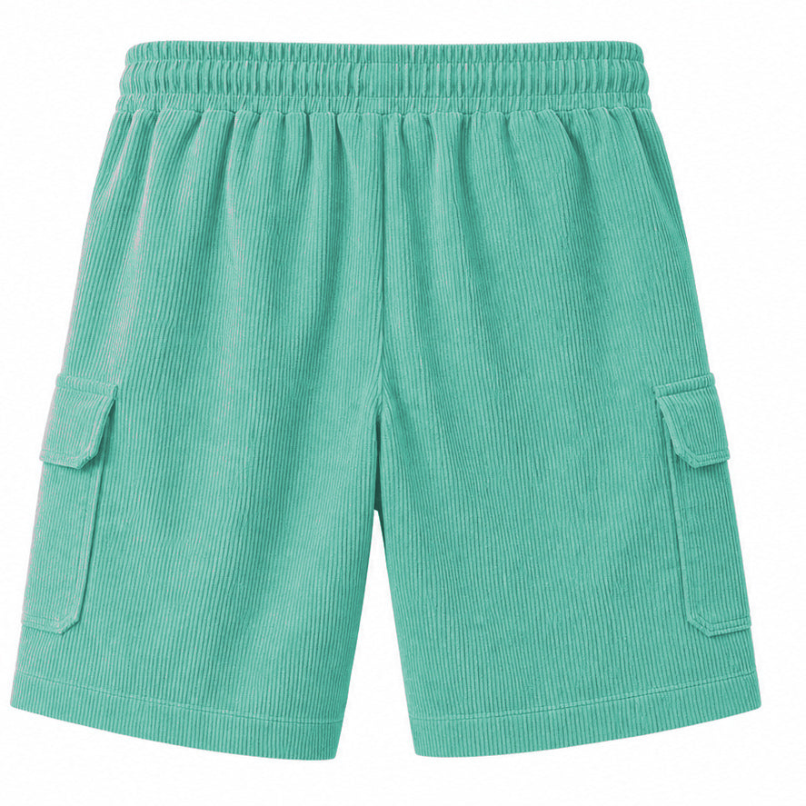 Big & Tall Corduroy Cargo Shorts with Elastic Waist