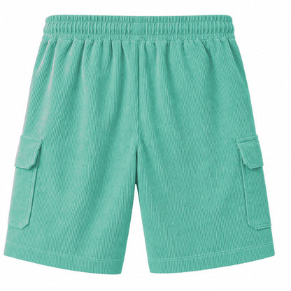 Big & Tall Corduroy Cargo Shorts with Elastic Waist