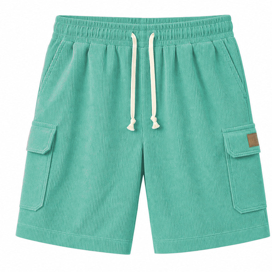 Big & Tall Corduroy Cargo Shorts with Elastic Waist