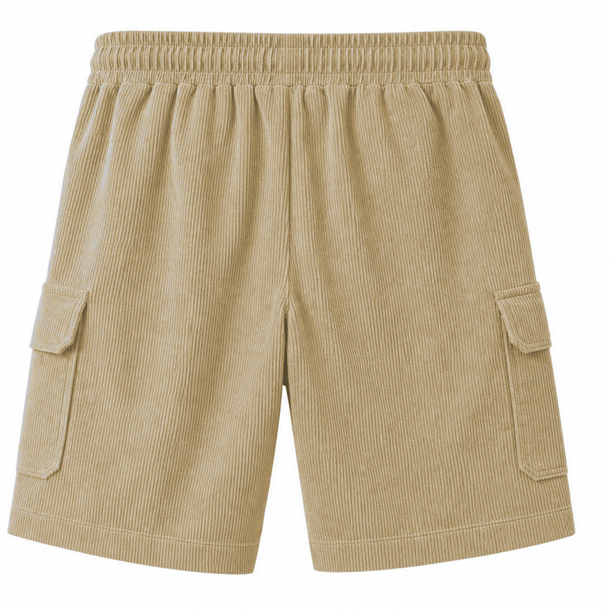 Big & Tall Corduroy Cargo Shorts with Elastic Waist