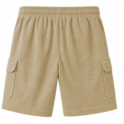 Big & Tall Corduroy Cargo Shorts with Elastic Waist