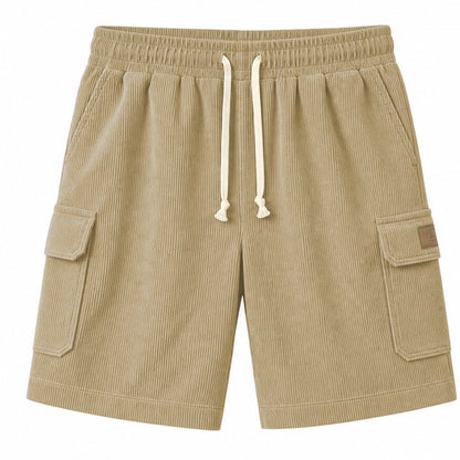 Big & Tall Corduroy Cargo Shorts with Elastic Waist