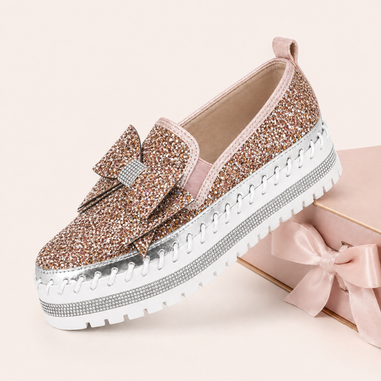 Suprclark Women Sparkly Loafers - Pink
