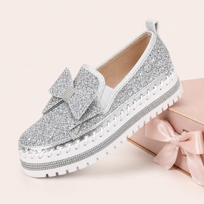 Suprclark Women Sparkly Loafers - Silver