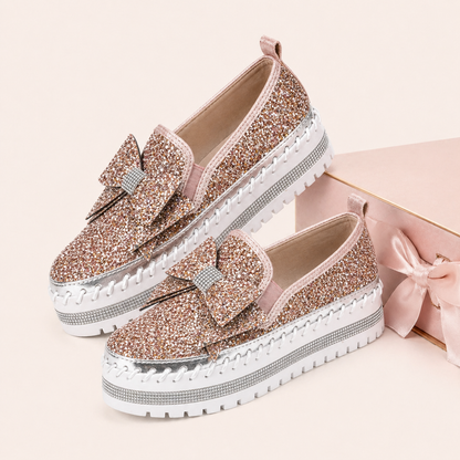 Suprclark Women Sparkly Loafers - Pink