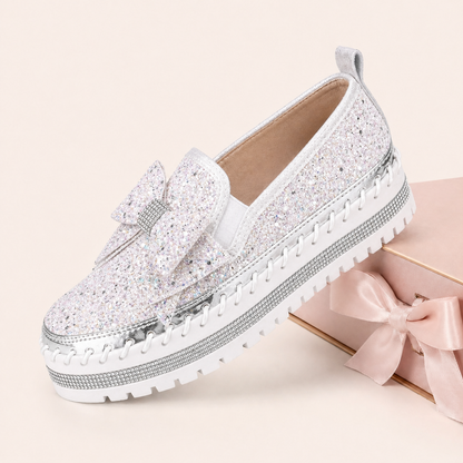 Suprclark Women Sparkly Loafers - Pink Purple