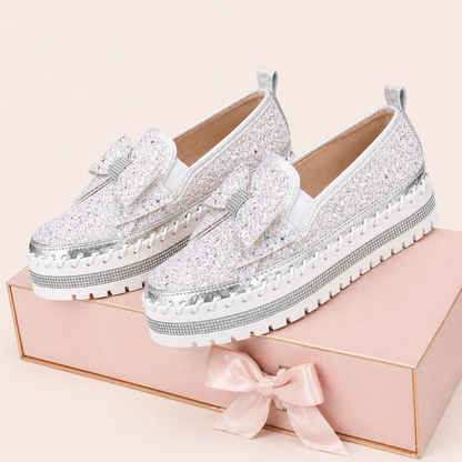 Suprclark Women Sparkly Loafers - Pink Purple