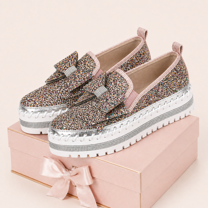 Suprclark Women Sparkly Loafers - Pink Iridescent