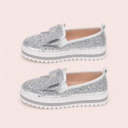 Suprclark Women Sparkly Loafers - Silver