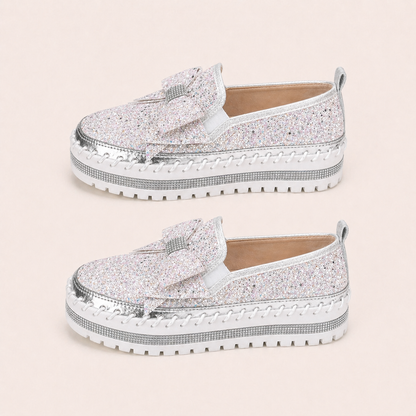 Suprclark Women Sparkly Loafers - Pink Purple