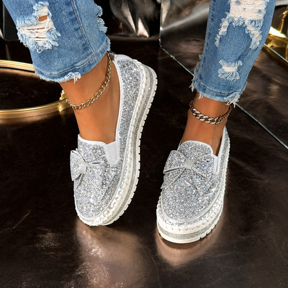 Suprclark Women Sparkly Loafers - Silver