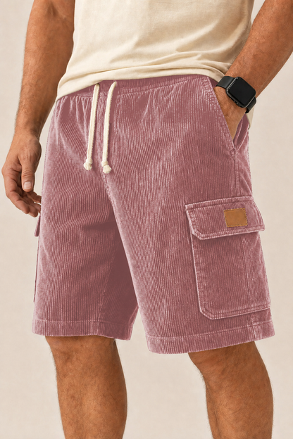 Big & Tall Corduroy Cargo Shorts with Elastic Waist
