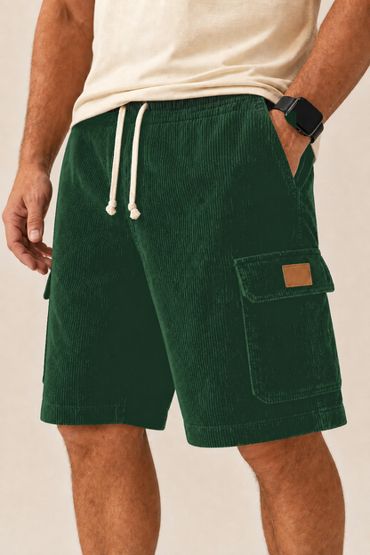 Big & Tall Corduroy Cargo Shorts with Elastic Waist