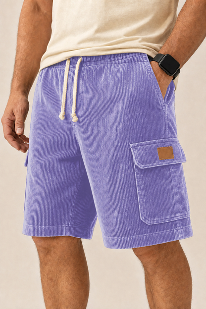 Big & Tall Corduroy Cargo Shorts with Elastic Waist