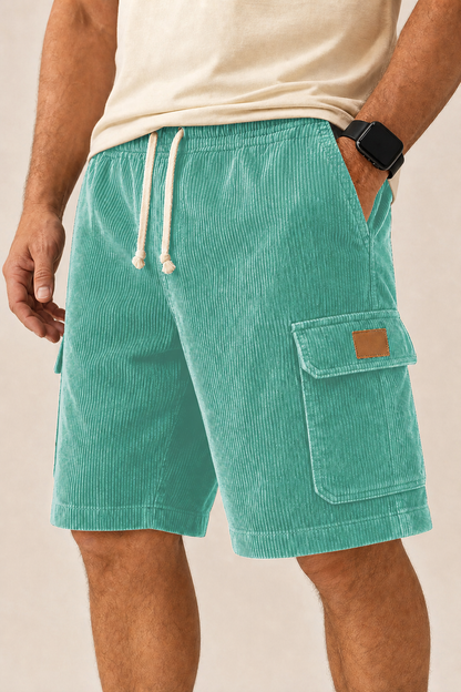 Big & Tall Corduroy Cargo Shorts with Elastic Waist