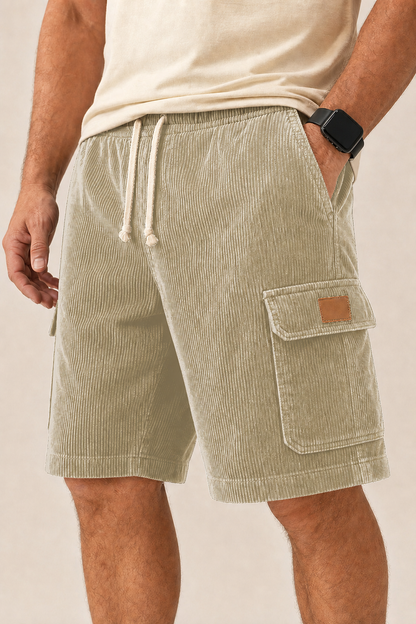 Big & Tall Corduroy Cargo Shorts with Elastic Waist