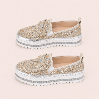 Suprclark Women Sparkly Loafers - Beige