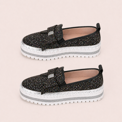 Suprclark Women Sparkly Loafers - Black Iridescent